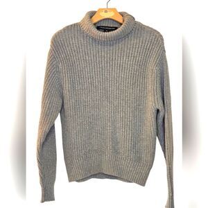 French Connection Cable Knit Mock Neckline Preppy Chunky Pullover Sweater XS